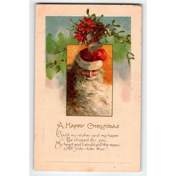John Winsch Vintage Santa Claus Christmas Postcard Embossed Bell Germany - Picture 1 of 2